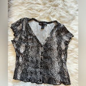 Black & White Snakeskin Print Top